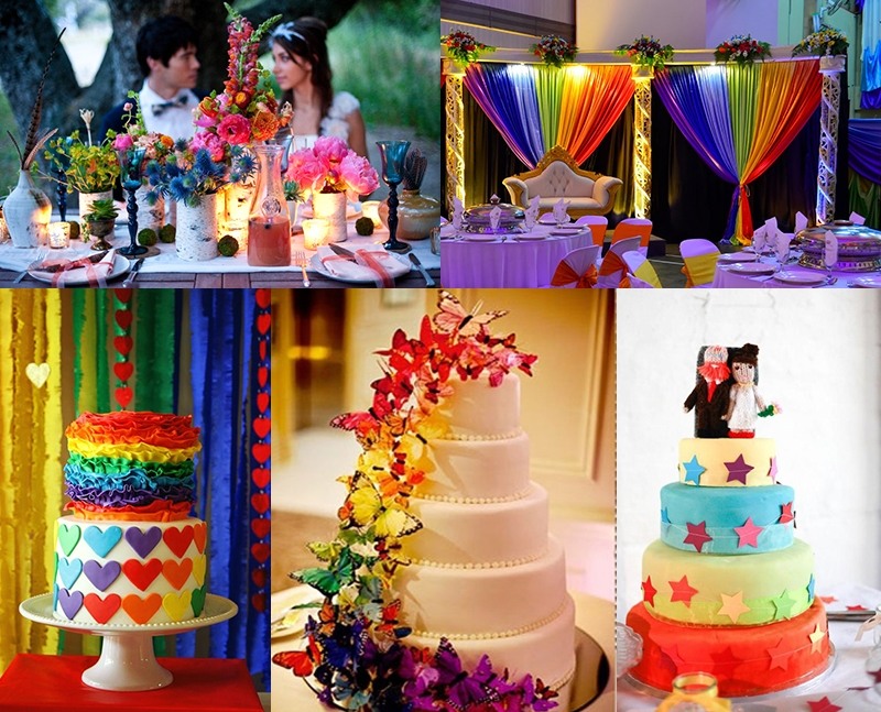 Оформление свадьбы в цветах радуги